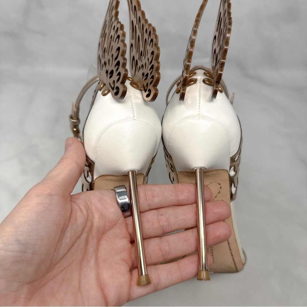 Sophia Webster Evangeline Butterfly Angel Wing Rose Gold Leather Sandal Heels 37 - Picture 10 of 16